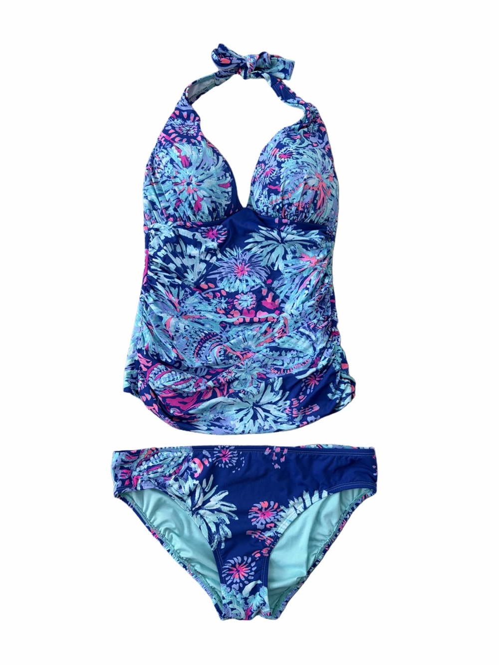 Lilly Pulitzer Top Size 4 Bottom Size 6 Twilight Blue Tankini Two Piece Swimsuit - Picture 1 of 9